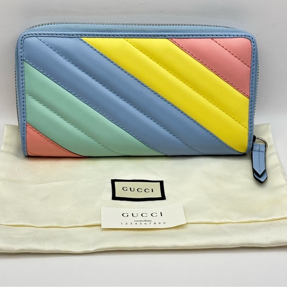 RARE LIMITED EDITION Pastel Gucci Marmont Wallet Gucci Pastel Rainbow Wallet - Picture 3 of 16